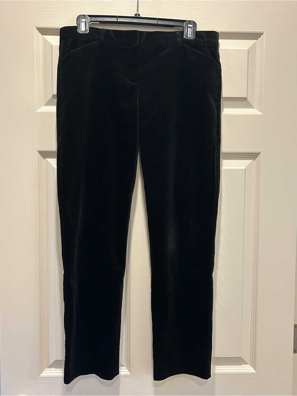 Theory Black Velvet Straight-Leg Trousers
